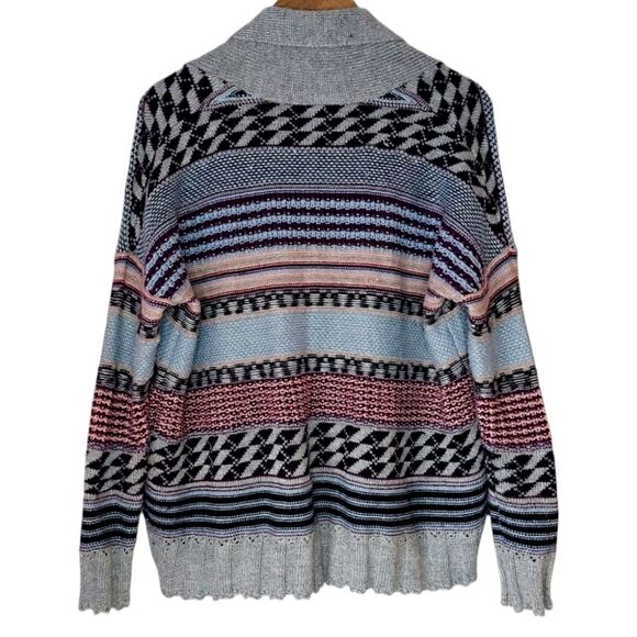 VTG 80s Kirra Striped Aztec Fair Isle Pastel Oversized Chunky Cardigan Sz XS - Picture 8 of 9